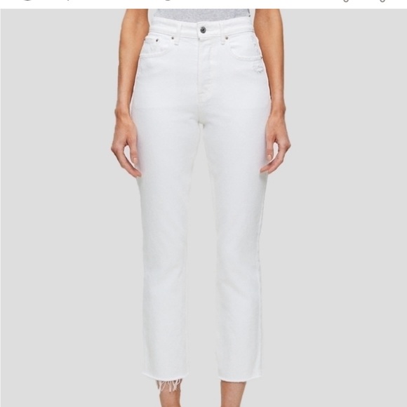 GRLFRND High Rise Straight Crop The Karolina White Button Fly Jeans Size 31 - Picture 3 of 11